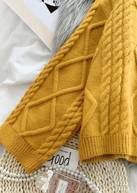 Yellow Crane Tops High Neck Thick Fall Knitwear