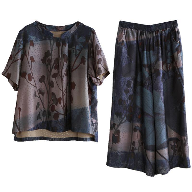 Two-piece Loose-fitting Sleeves and Wide-leg Pants