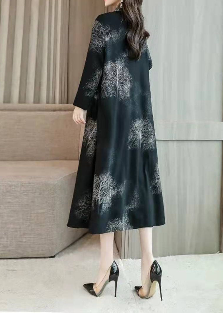 Black Prints Fine Coat for Woman Photography Low High Design Hooded Coat