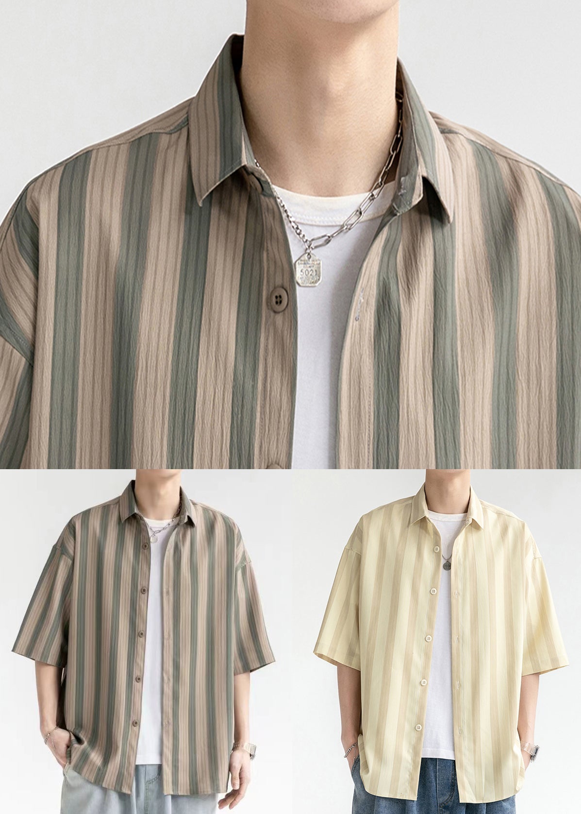 Yellow Button Cotton Shirt Peter Pan Collar Summer