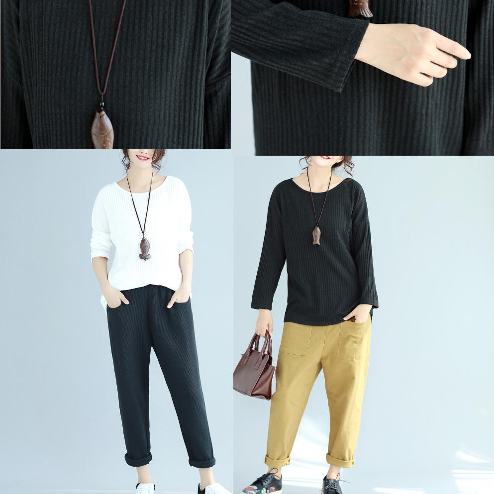 Baggy Loose Winter Woolen Black Sweater Fit Long Sleeve Knit Pullover