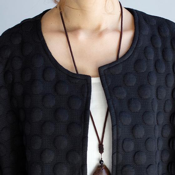 Black Cotton Cardigan Bracelet Sleeved Cardigan Outwear