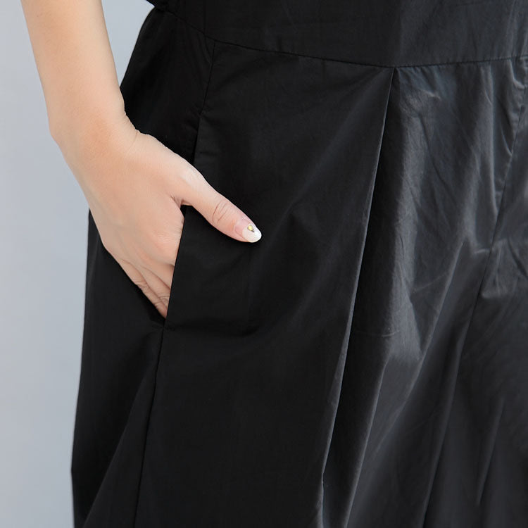 Black Stylish Linen Pants Sleeveless Tops and Loose Jumpsuit Pants