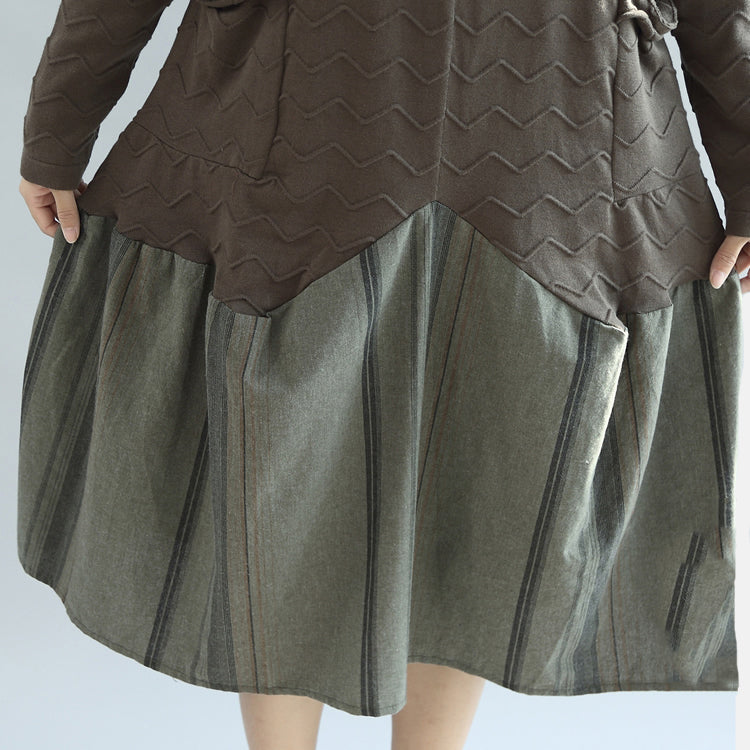 Blossom Army Green Sweater Dresses Unique Patchwork Winter Knit Sweaters Oversized Pullover