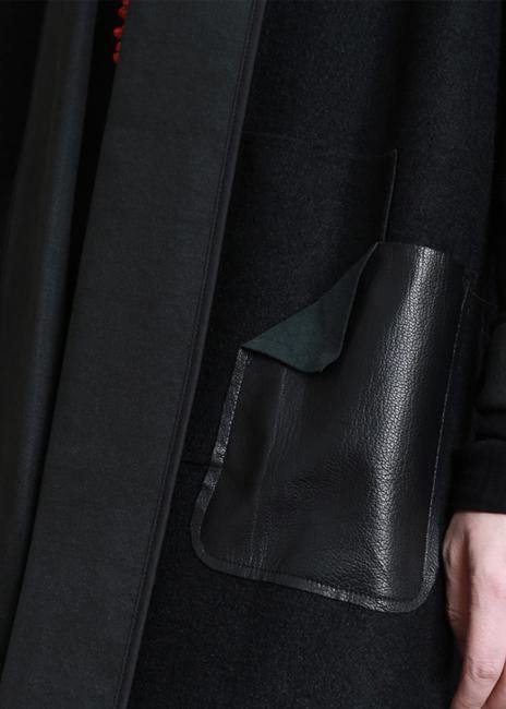Boutique Long Winter Coat Winter Woolen Outwear Black Woolen Outwear