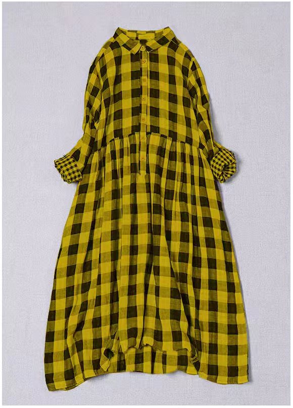 Blue White Plaid Peterpan Collar Pockets Button Fall Patchwork Dresses