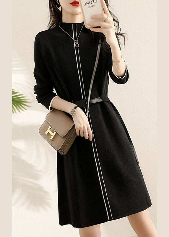 Diy Black Tie Waist Dress Winter