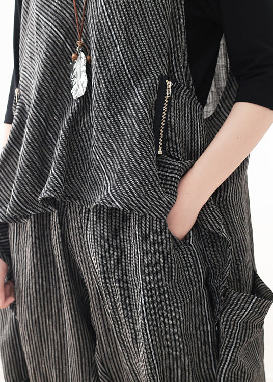 Diy Gray Linen Fitted Work Outfits Asymmetric Two Pieces Harem Pants a Line Spring Tops