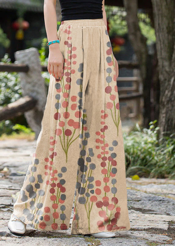 Summer New Elastic Waist Linen Loose Wide Leg Pants