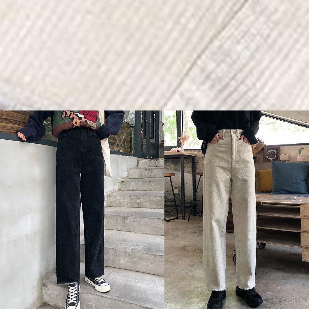 New Fall Wide Leg Pants Wild Corduroy Trousers