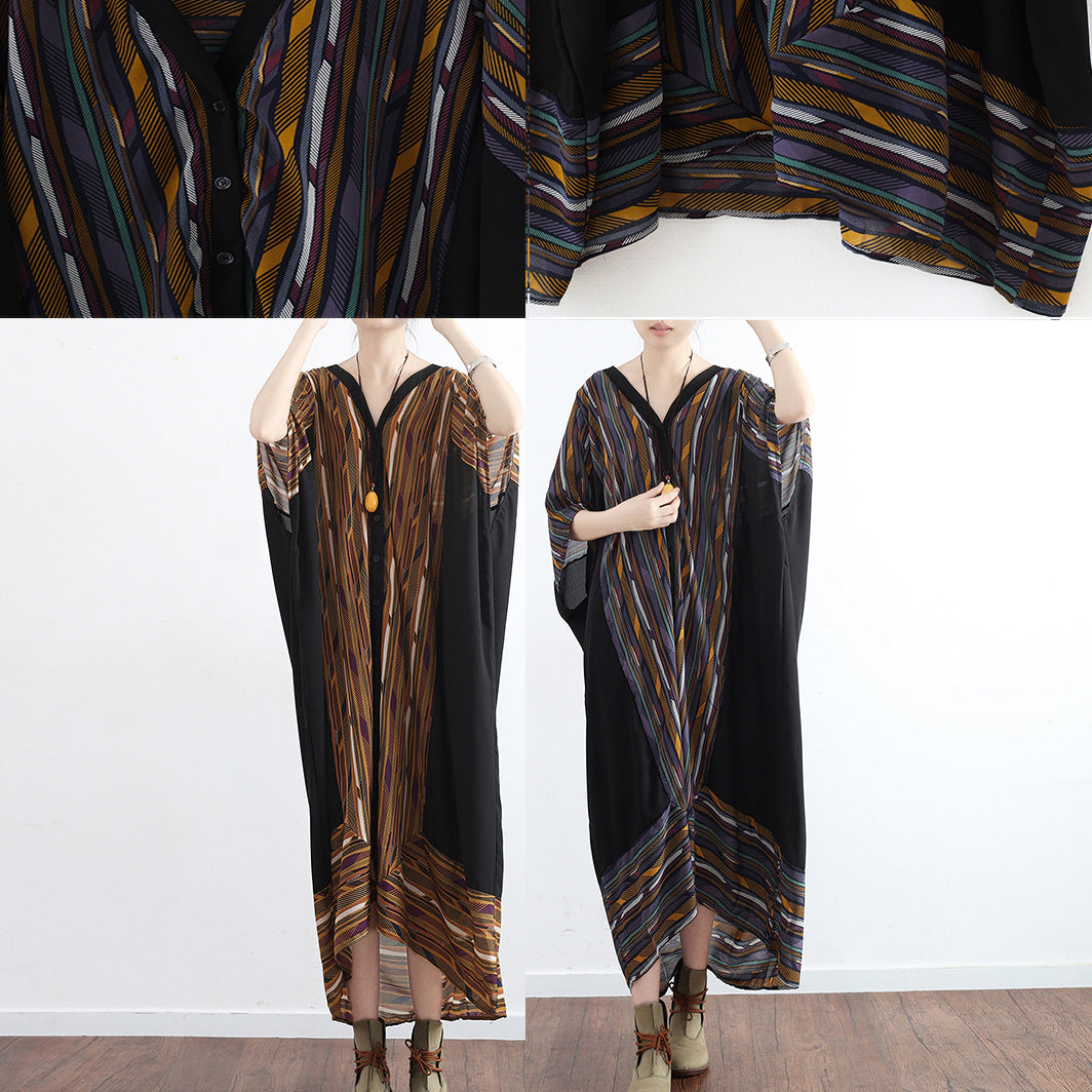 Print Sundress Flowy Chiffon Beach Dresses Oversize Caftans Gown