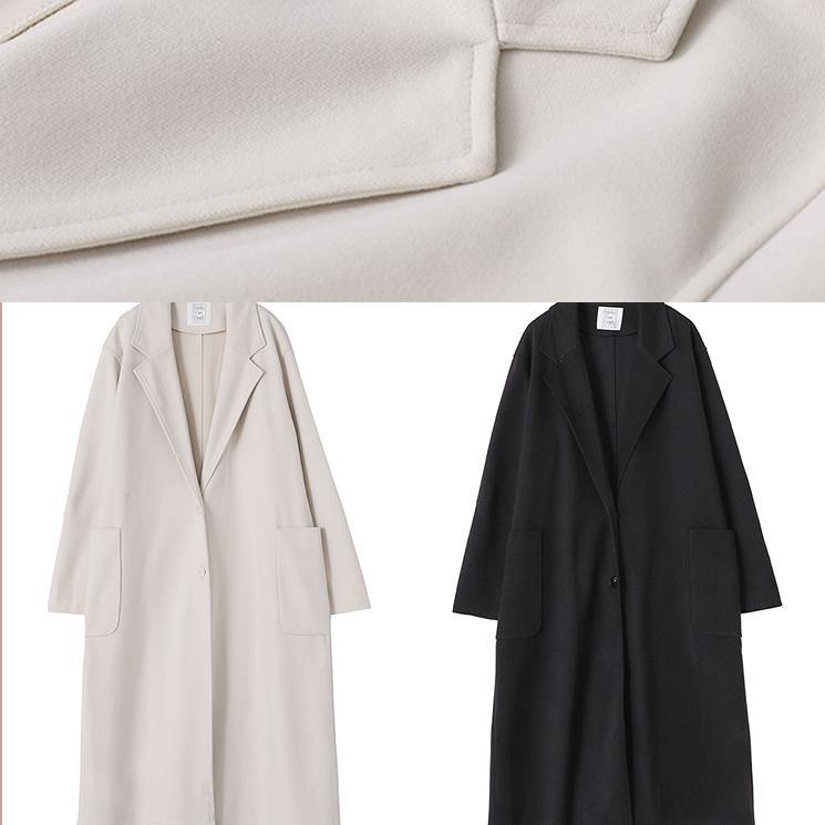 Long Jackets Coats Nude Notched Tie Waist Woolen Coat
