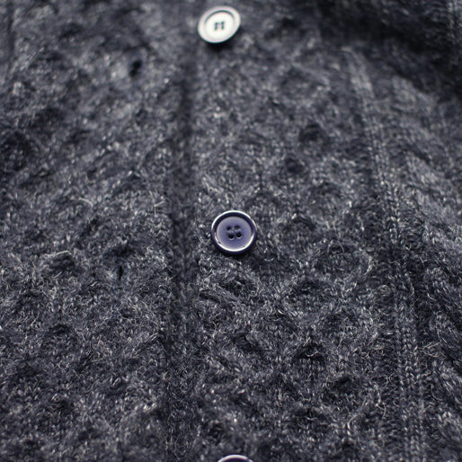 Winter Baggy Loose Navy Woolen Blended Knit Cardigans Pockets Cable Sweater Coat