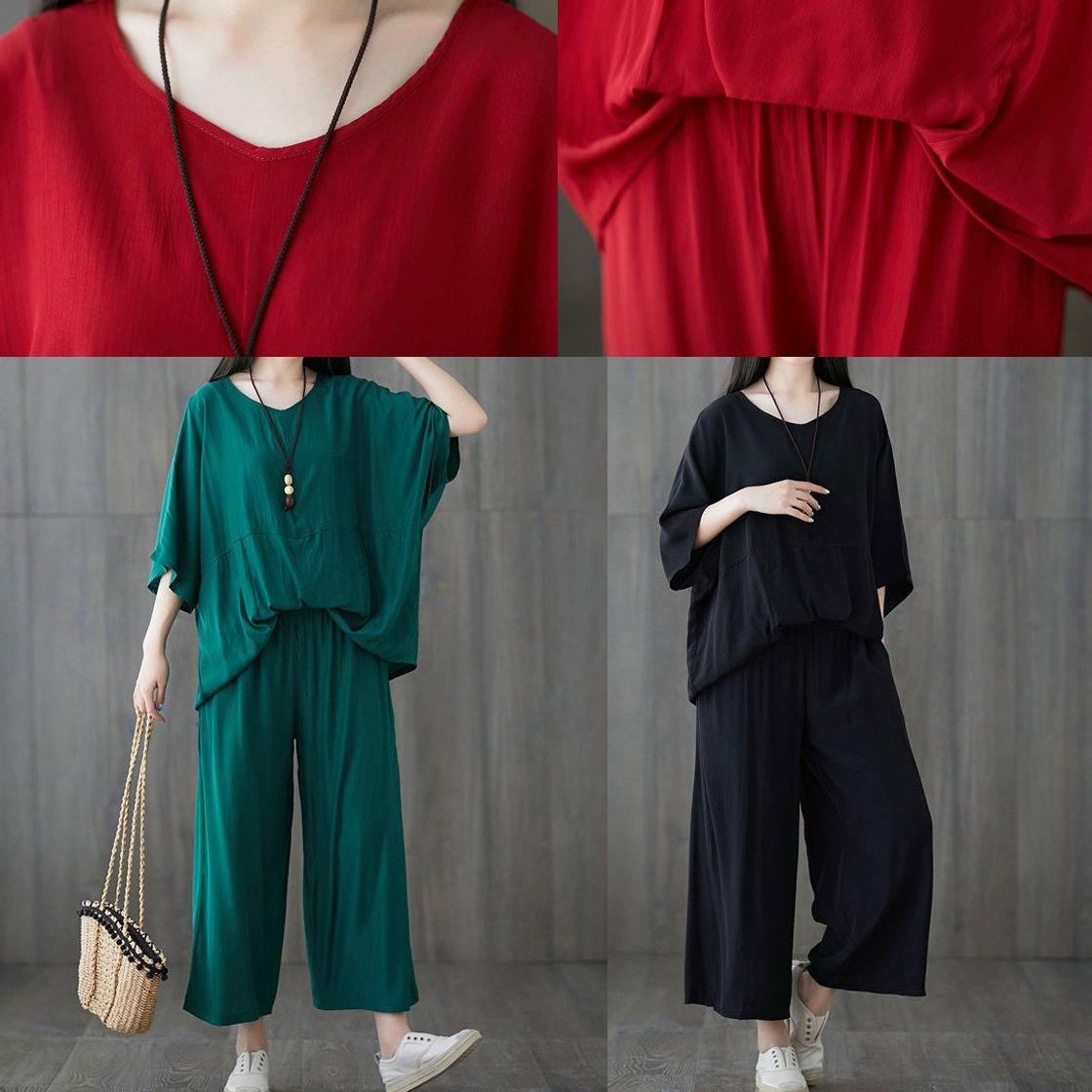Black Summer New Patchwork Tops and Straight Pants