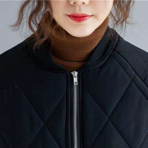 Down Coats Black Stand Collar Zippered Overcoat