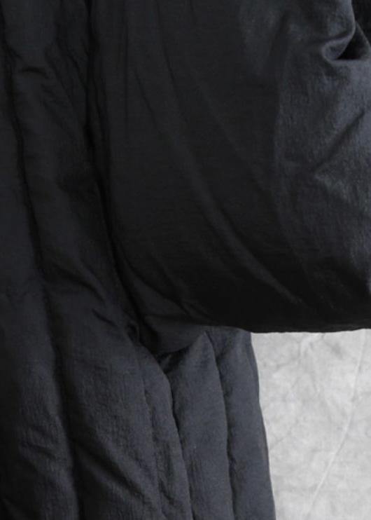 Down Jacket Overcoat Black Hooded Zippered Goose Down Coat
