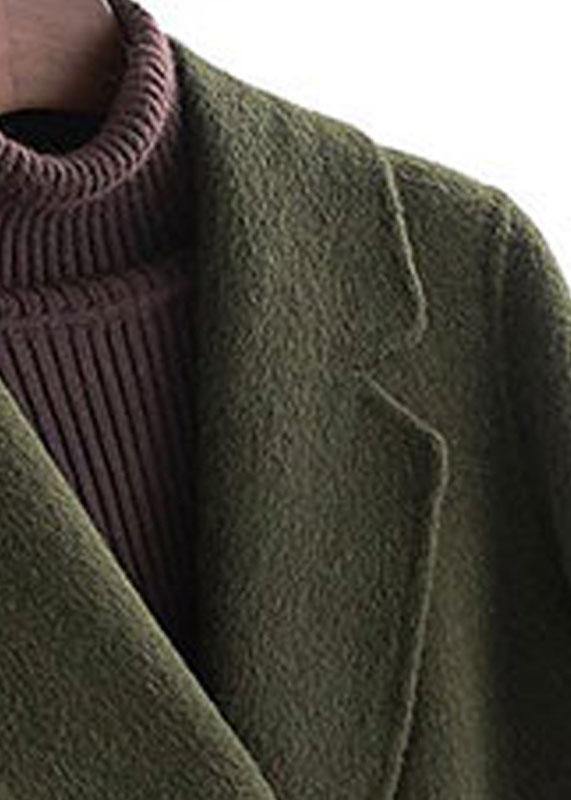 Long Coats Pockets Coats Brown Notched Wool Coat