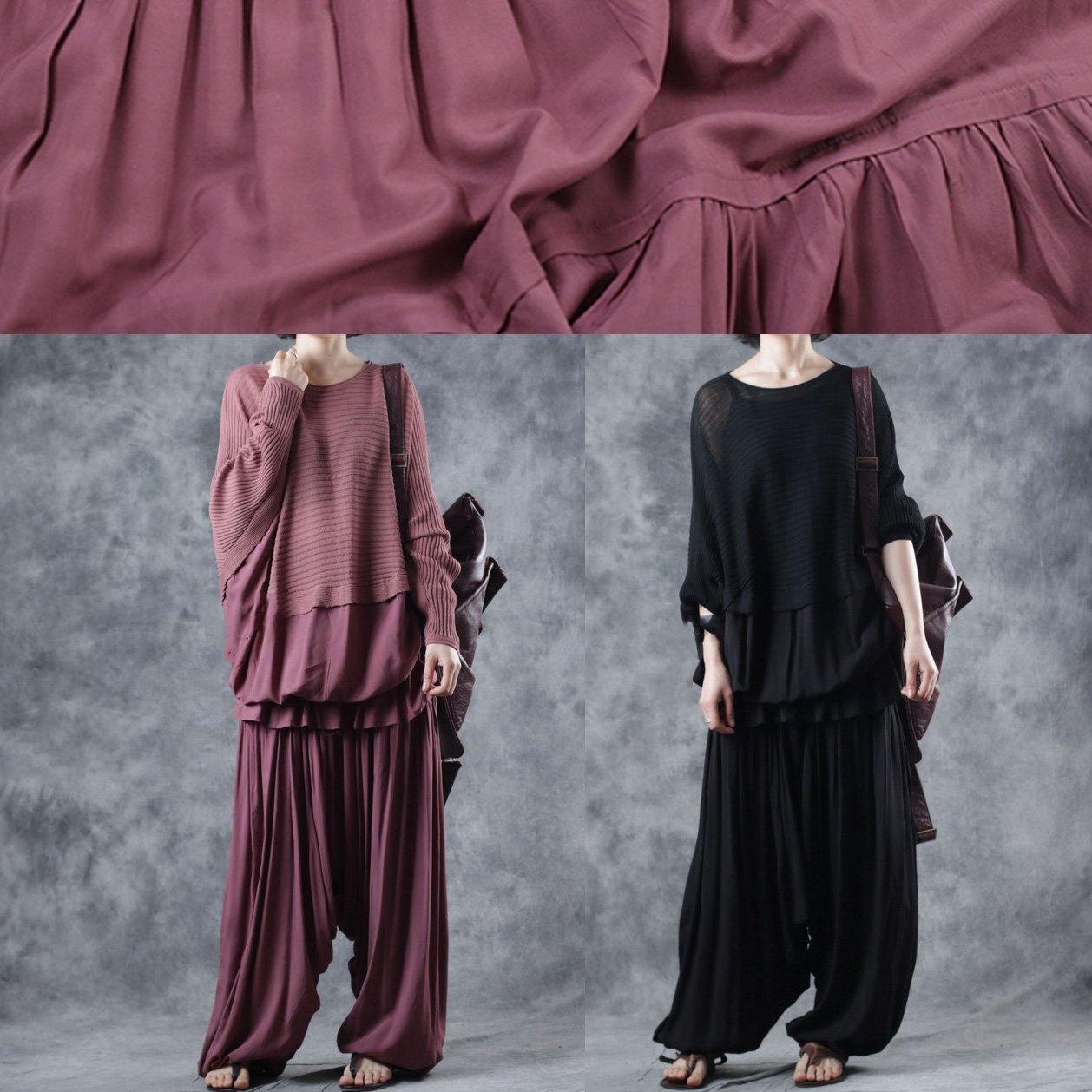 Red Linen Cinched Pants Harem Pants