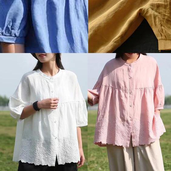 Loose Cotton Tunic Boutique Embroidery Summer Shirt