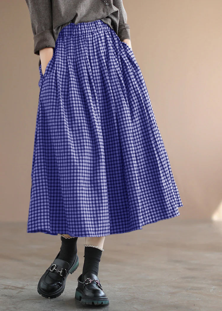 Handmade Purple Plaid Circle a Line Spring Skirts