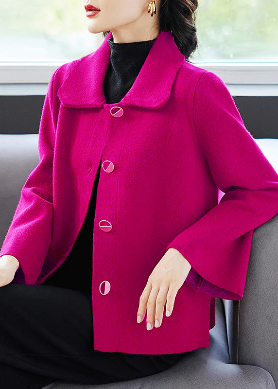 Classy Yellow Peter Pan Collar Pockets Woolen Coat Fall
