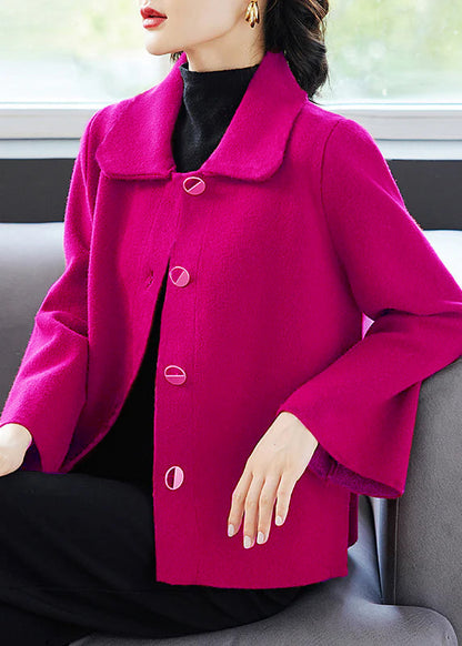 Classy Yellow Peter Pan Collar Pockets Woolen Coat Fall