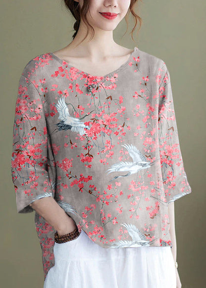 Diy Purple Embroideried Side Open Half Sleeve Top