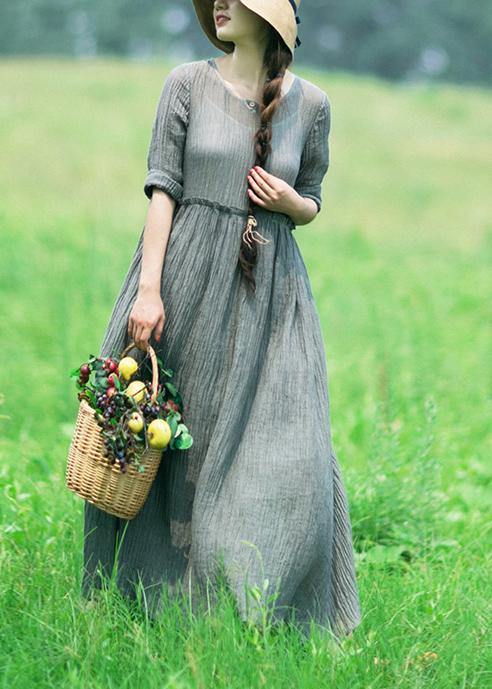 100% Green Dresses O-neck Patchwor Long Summer Dresses
