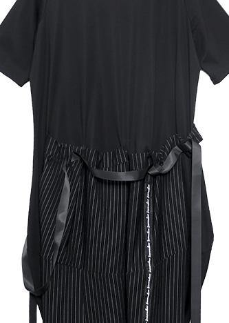 100% Black Cotton 0patchwork Striped Summer Dresses