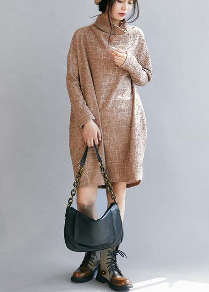 100% High Neck Patchwork Fall Clothes Tutorials Pink Long Dresses