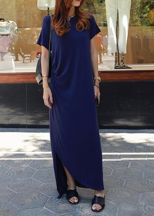 100% O Neck Asymmetric Cotton Summer Long Shirts Runway Black Traveling Dresses
