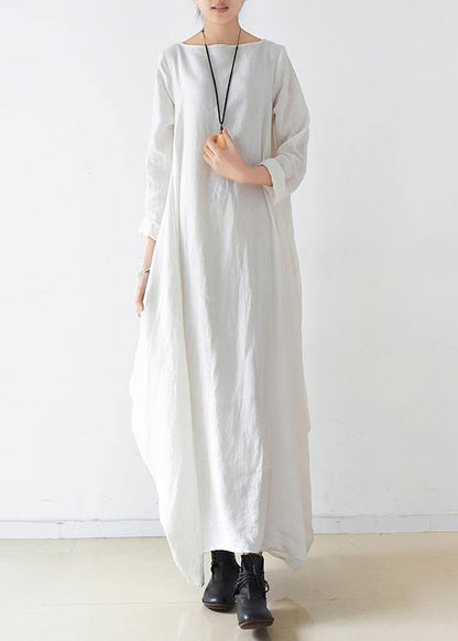 100% O Neck Long Sleeve Dresses Pattern White Kaftan Dresses
