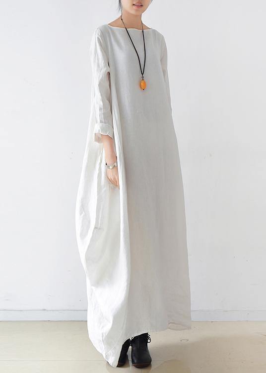 100% O Neck Long Sleeve Dresses Pattern White Kaftan Dresses