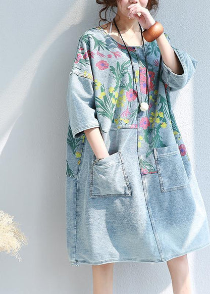 100% O Neck Pockets Cotton Quilting Dresses Catwalk Dresses