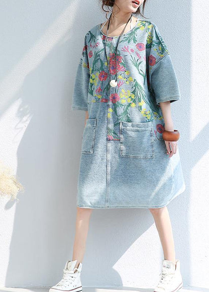 100% O Neck Pockets Cotton Quilting Dresses Catwalk Dresses