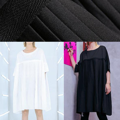 100% O Neck Cinched Cotton Clothes 18th Century Black Tunic Dress Summer