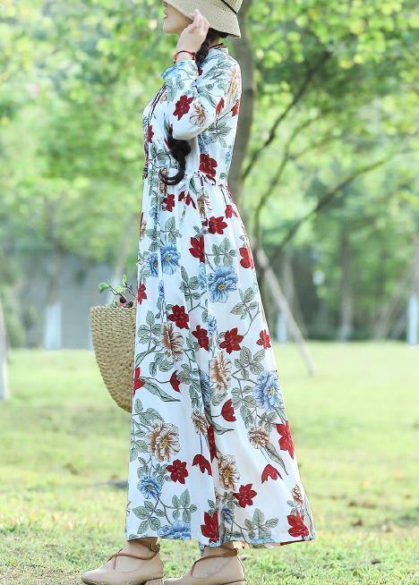 100% White Prints Cotton Wardrobes Fun Work Outfits V Neck Loose Summer Dress