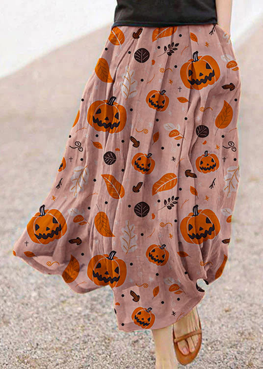 Retro Striped Polka Dots Pockets Linen Skirt Summer