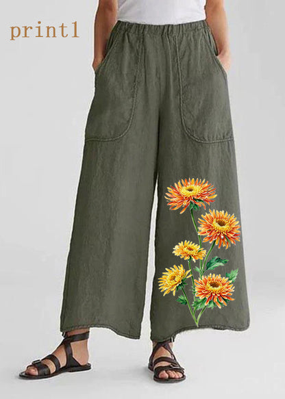 Cotton Linen Loose Wide Leg Pants Tea Green-print2