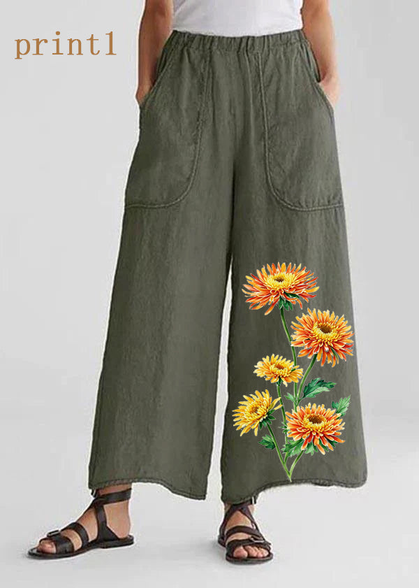 Cotton Linen Loose Wide Leg Pants Tea Green-print2