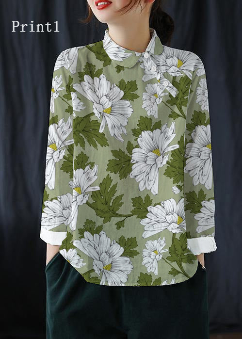 White Flower Clothes Lapel Button Down Spring Blouses