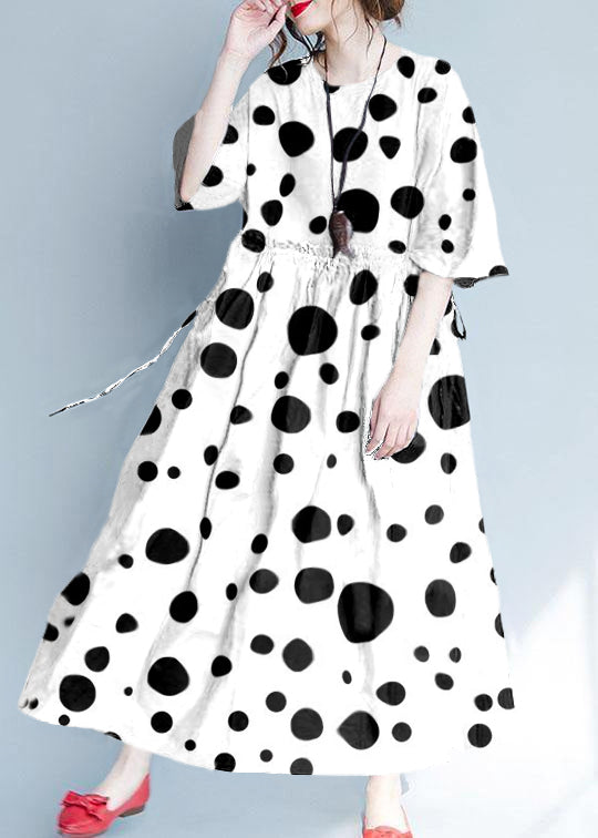 Italian Black Linen Quilting Dresses Ruffles Loose Summer Dress