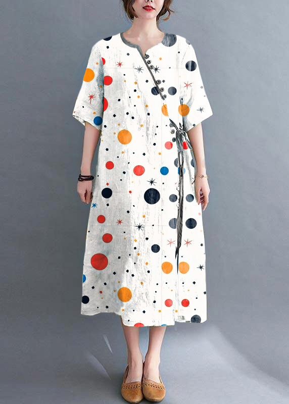Loose Pink Geometry Button Maxi Summer Chiffon Dress