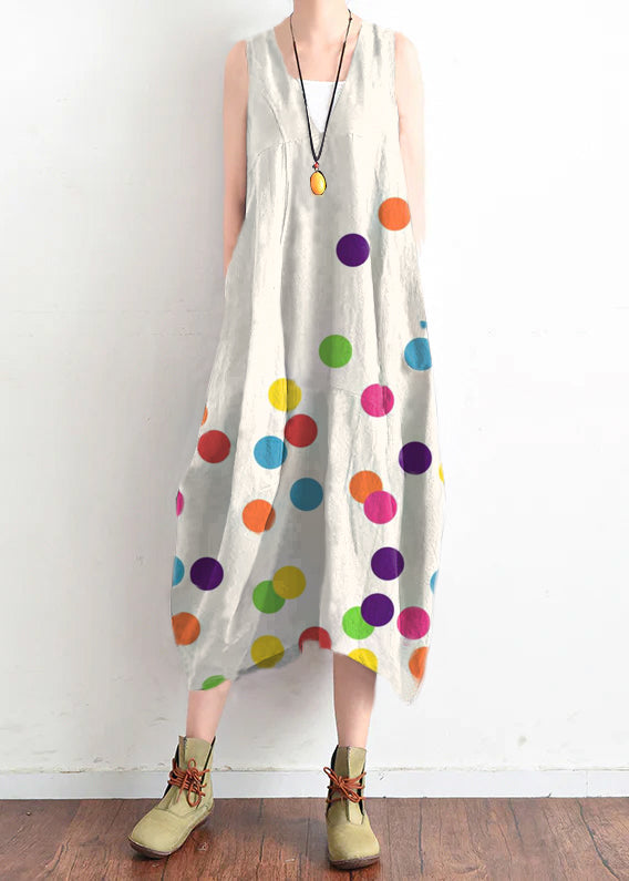 French Black V Neck Linen Clothes for Stylish Design Sleevless Loose Summer Dress