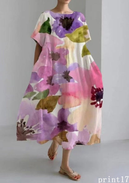 Flower Print17 Cotton Dresses Pockets Patchwork Spring