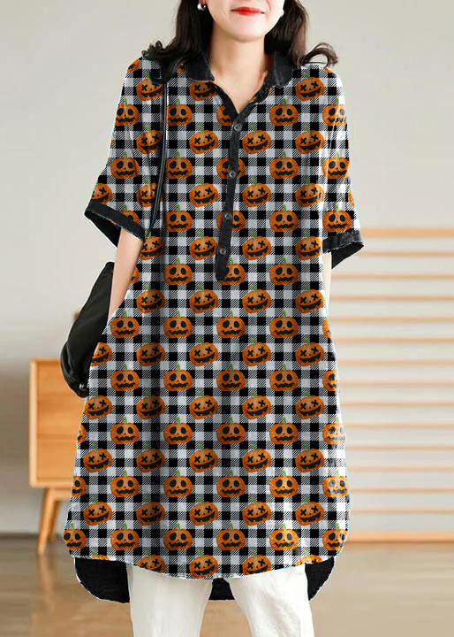 Jade Dark Blue Stripes Polka Dots Linen Linen Shirt Dress