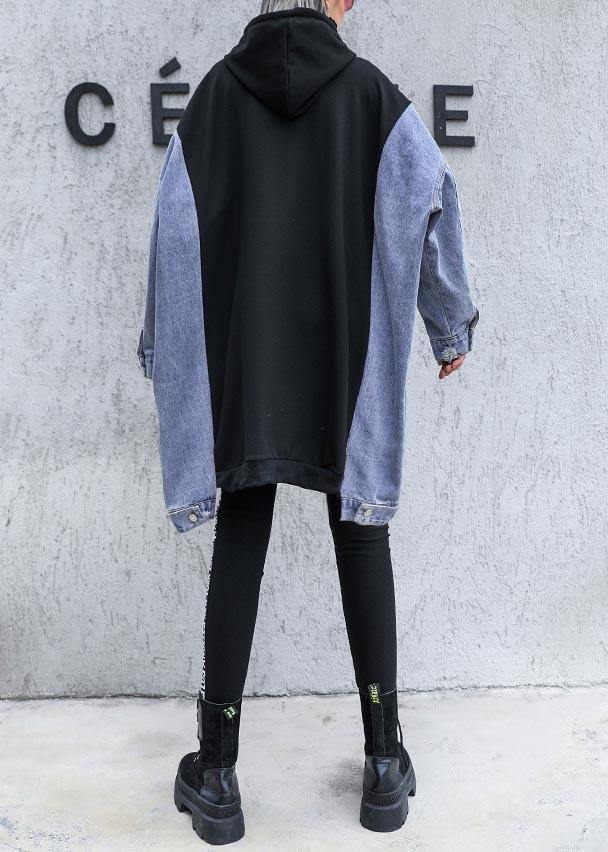 French Hooded Asymmetric Clothes for Work Outfits Black a Line Tops