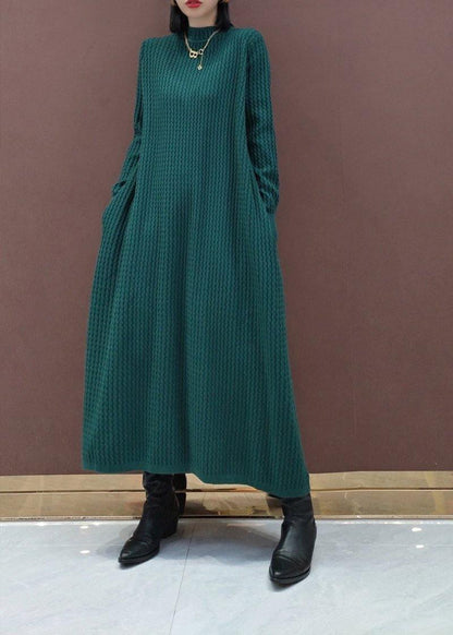 Chunky O Neck Sweater Dress Outfit Funny Knitted Dress