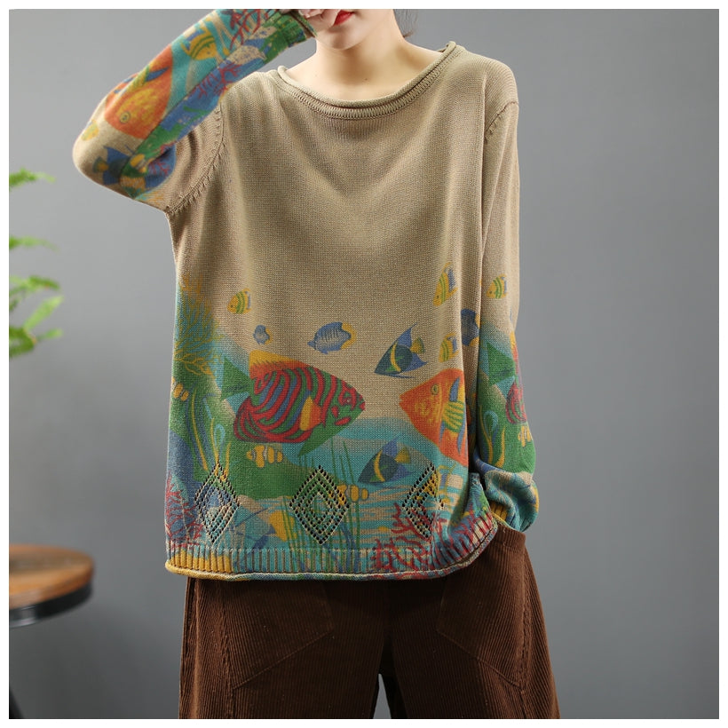 Prints Loose Sweater Spring Tops