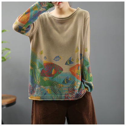 Prints Loose Sweater Spring Tops